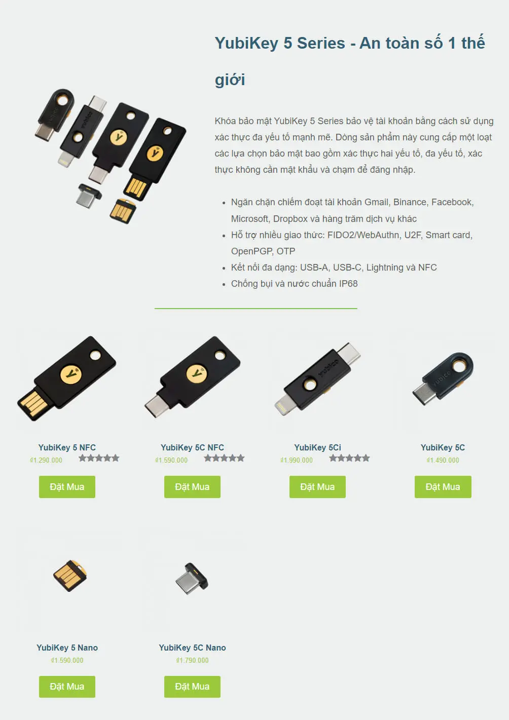 Khóa bảo mật: YubiKey 5 Series